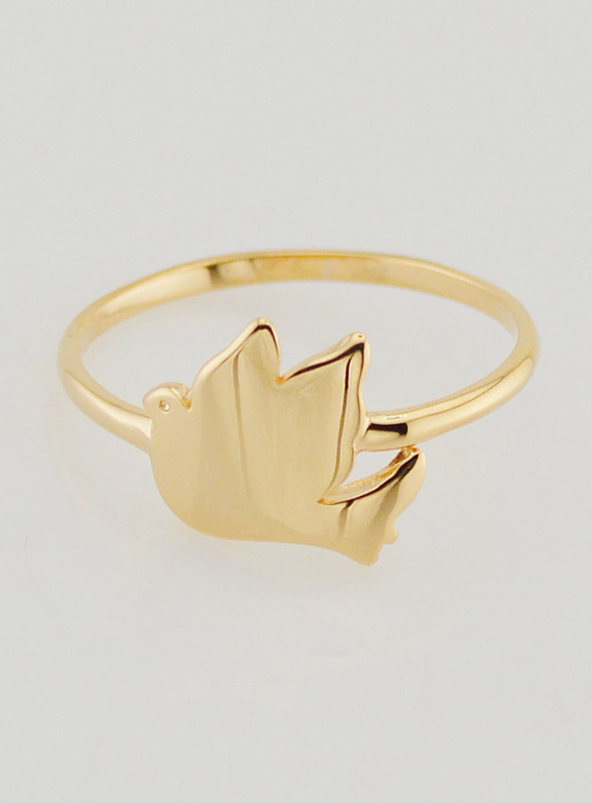 Anillo Paloma de la Paz Chapado en Oro - Talla 58 (pic 1)