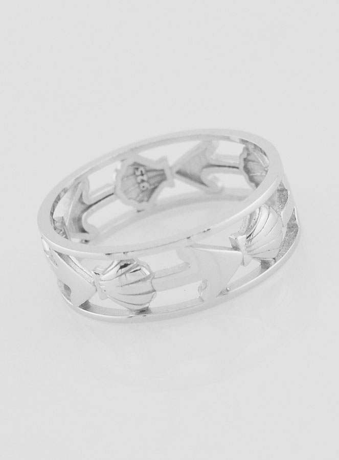 Anillo calado con concha y ancla - Talla 60 (pic 3)