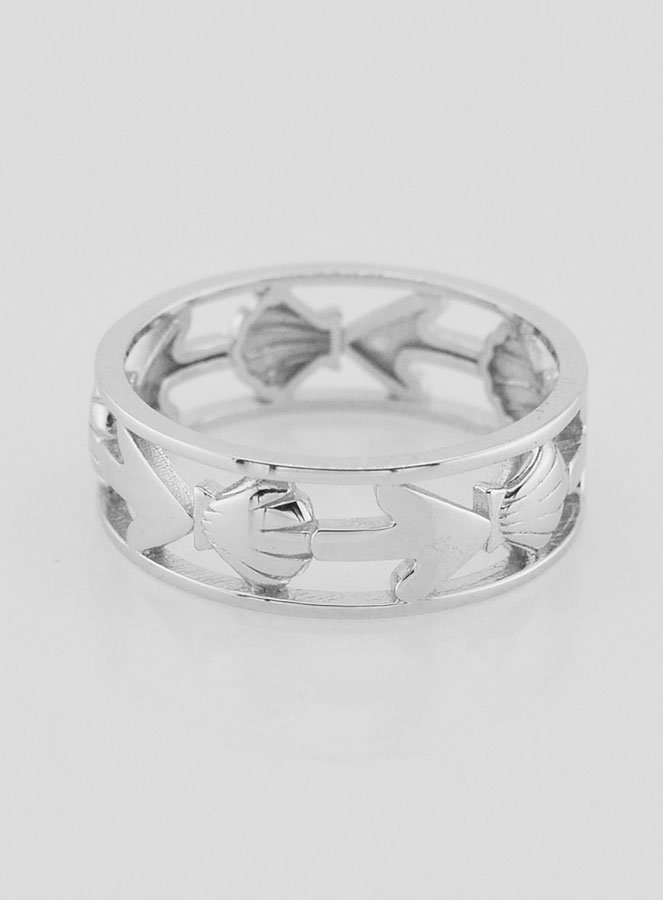 Anillo calado con concha de Santiago de Compostela y ancla - Talla 56 (pic 1)