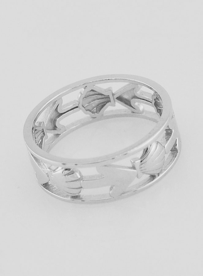 Anillo calado con concha de Santiago de Compostela y ancla - Talla 56 (pic 3)