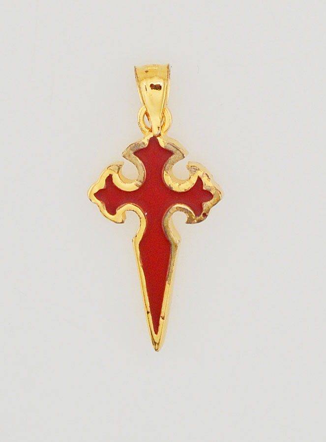 Cruz de São Tiago Banhada a Ouro & Esmalte - 17mm (pic 1)