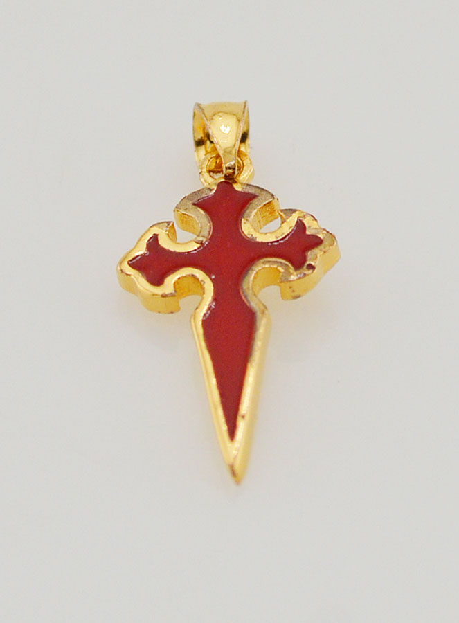 Cruz de São Tiago Banhada a Ouro & Esmalte - 17mm (pic 2)
