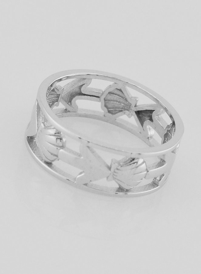 Anillo calado con concha y ancla - Talla 54 (pic 2)