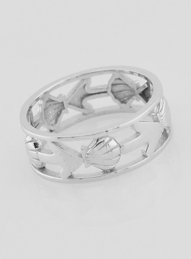 Anillo calado con concha y ancla - Talla 54 (pic 3)