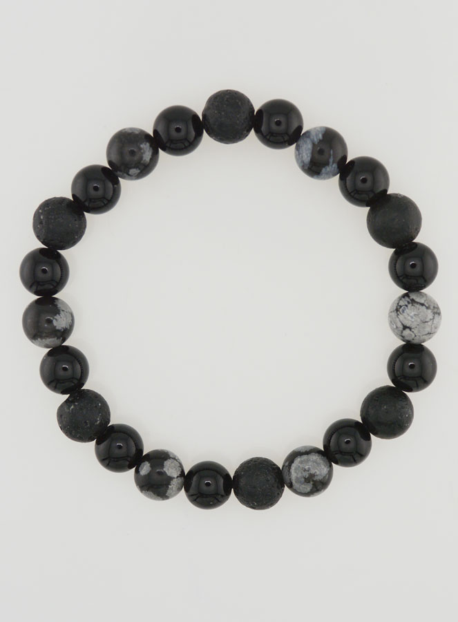 Pulsera de obsidiana, ónix negro y piedra de lava (pic 1)