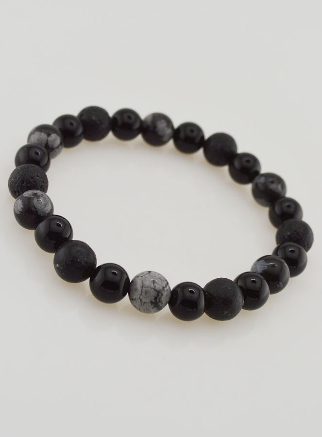 Pulsera de obsidiana, ónix negro y piedra de lava (pic 3)