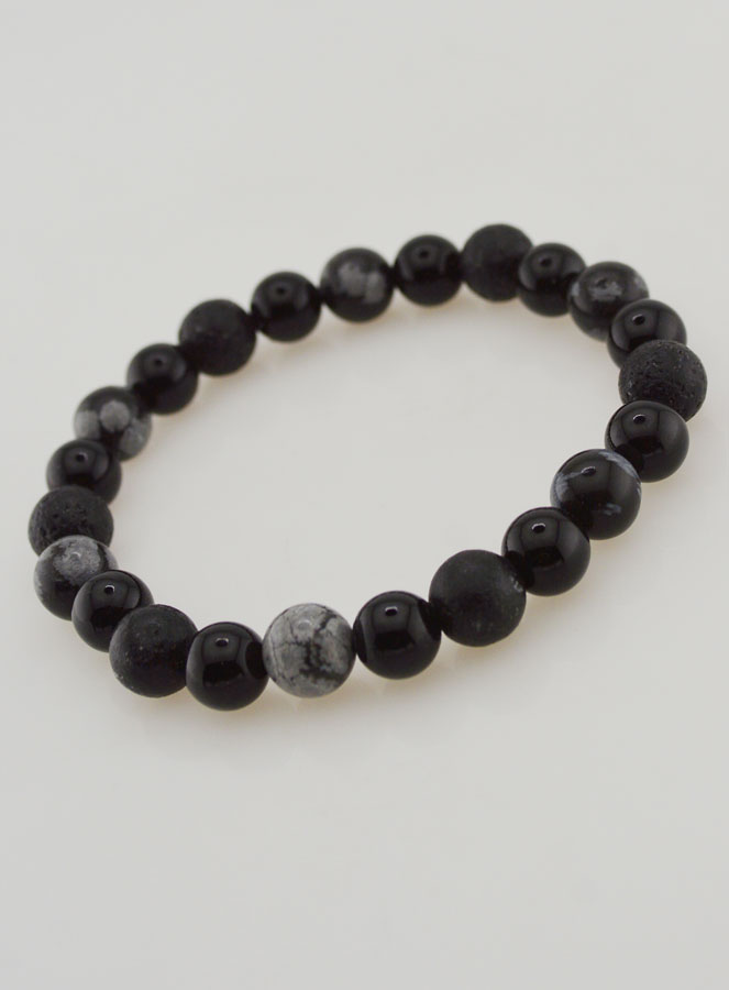 Pulsera de obsidiana, ónix negro y piedra de lava (pic 4)