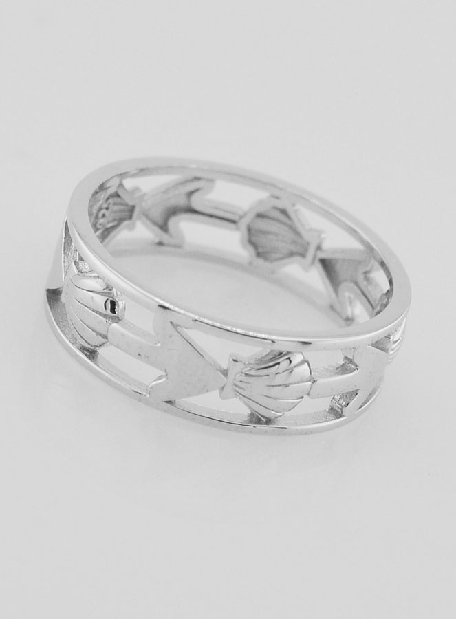 Anillo calado con concha de Santiago y ancla - Talla 62 (pic 2)