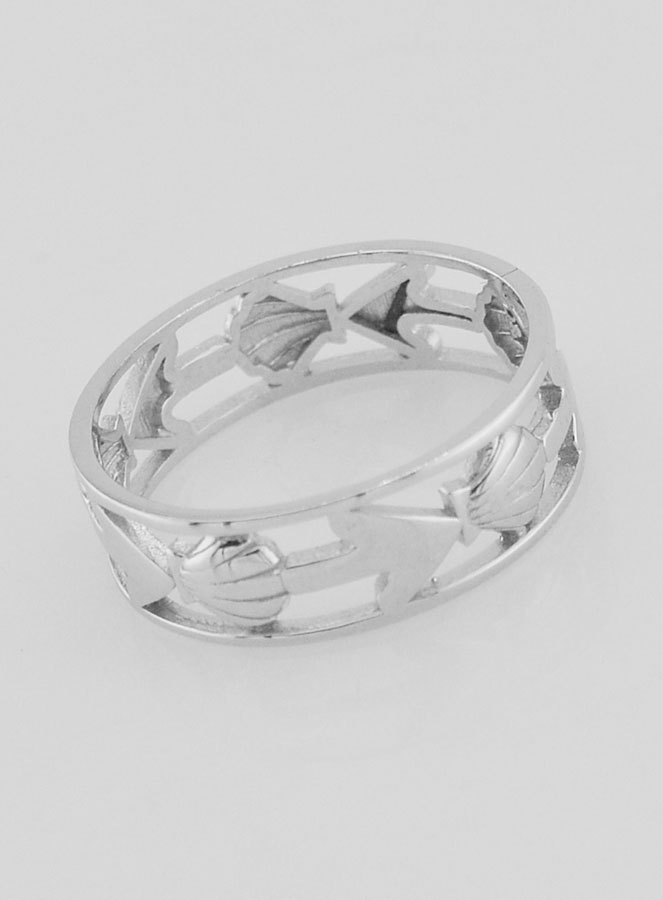 Anillo de plata calado con concha y ancla - Talla 64 (pic 3)