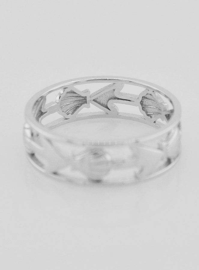 Anillo calado con concha de Santiago de Compostela y ancla - Talla 66 (pic 4)