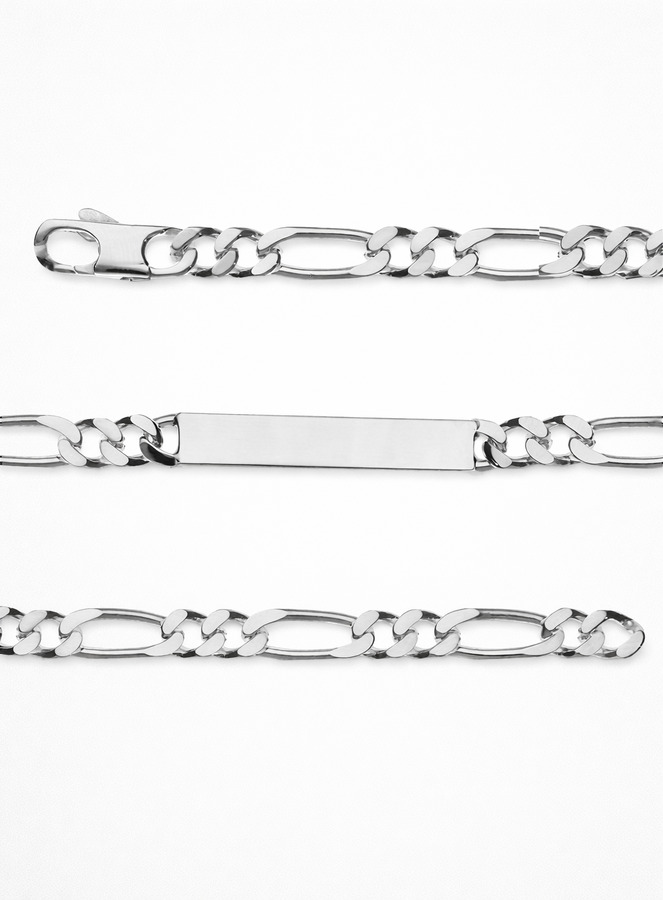 Pulsera Gourmette para hombre en plata - Eslabón Figaro de 6 mm (pic 1)