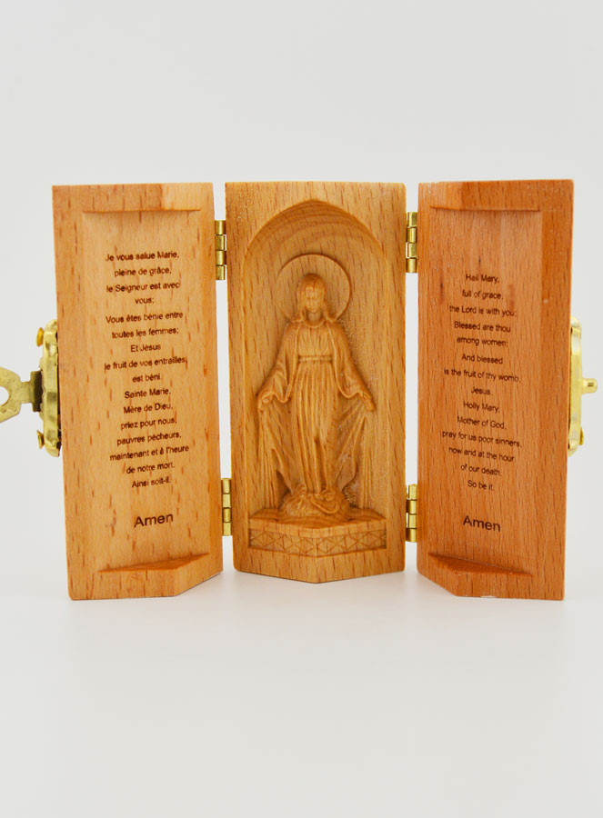 Tríptico de madera maciza - Virgen Milagrosa (pic 1)