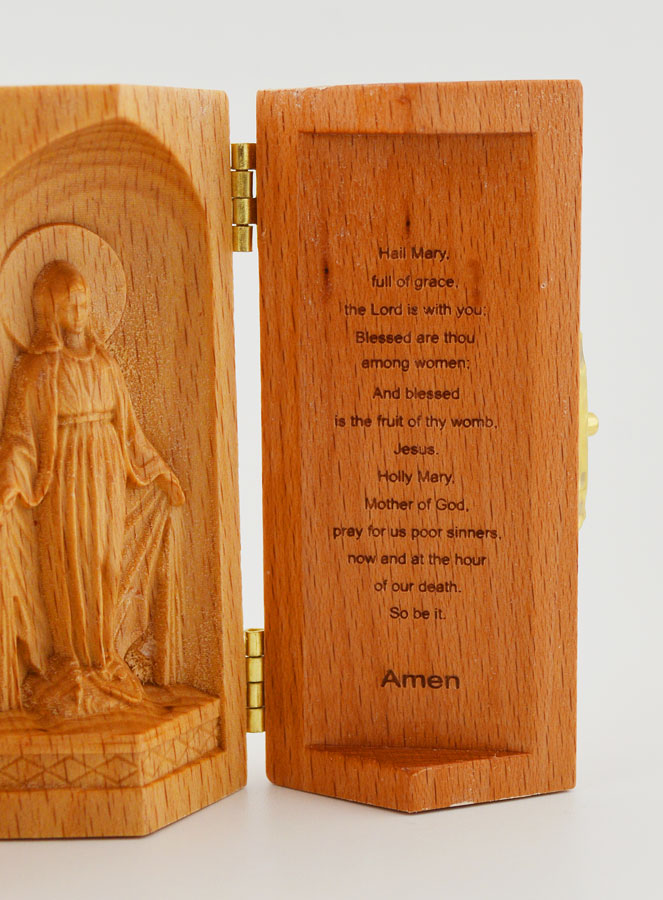 Tríptico de madera maciza - Virgen Milagrosa (pic 3)