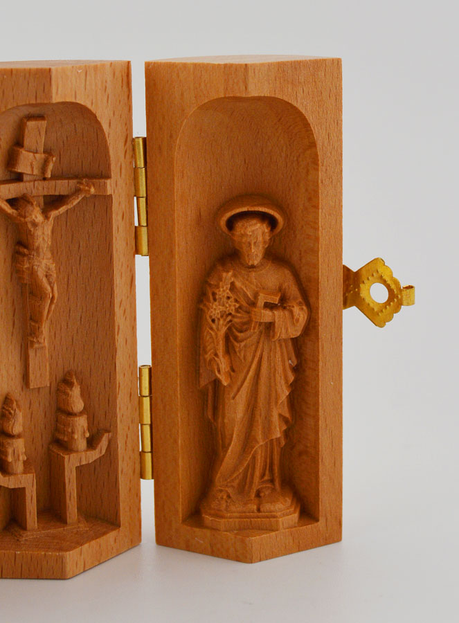 Tríptico de madera maciza - Nuestra Señora de Lourdes y San José (pic 3)