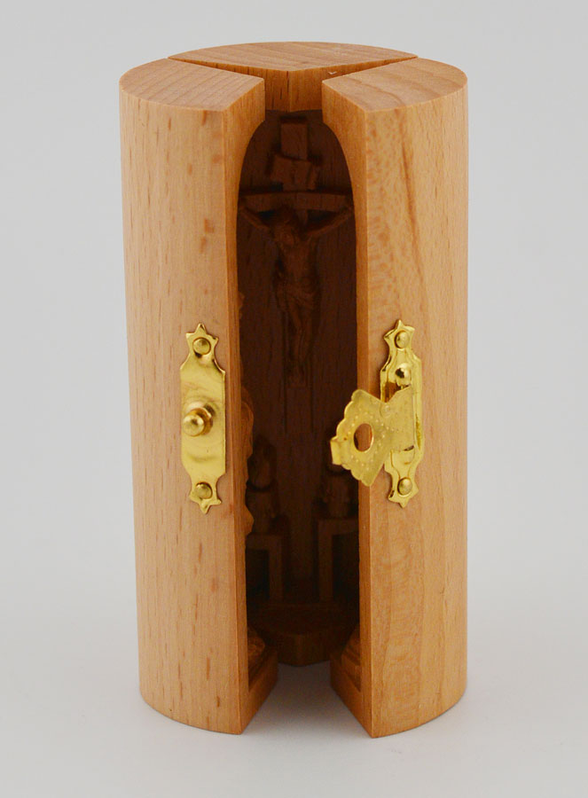 Tríptico de madera maciza - Nuestra Señora de Lourdes y San José (pic 4)