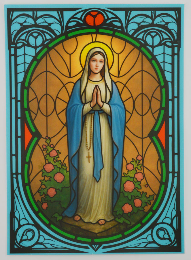 Imán de ventana efecto vitral - Nuestra Señora de Lourdes (pic 1)