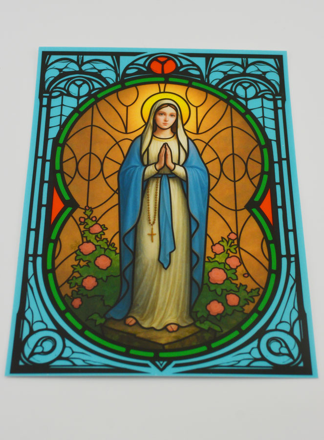 Imán de ventana efecto vitral - Nuestra Señora de Lourdes (pic 2)