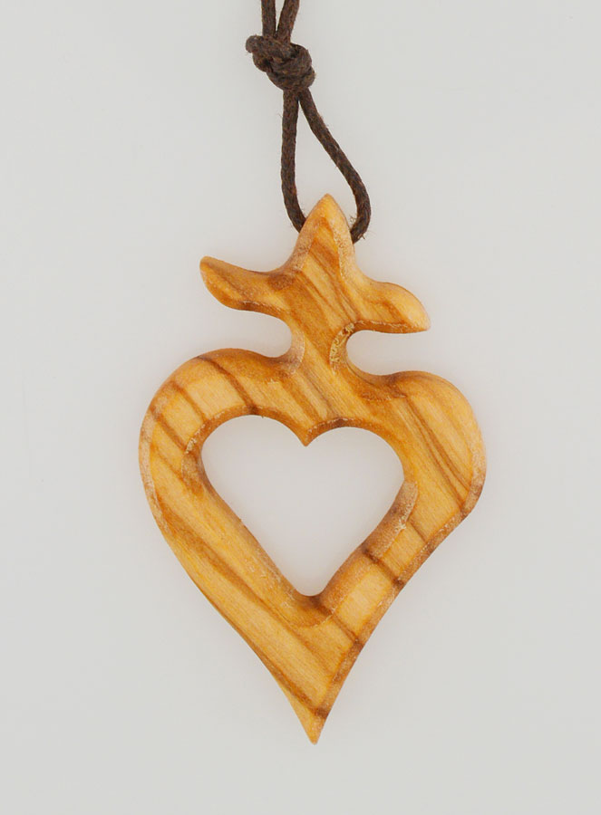 Colgante en forma de cruz Ex-Voto en madera de olivo y cordón (pic 4)