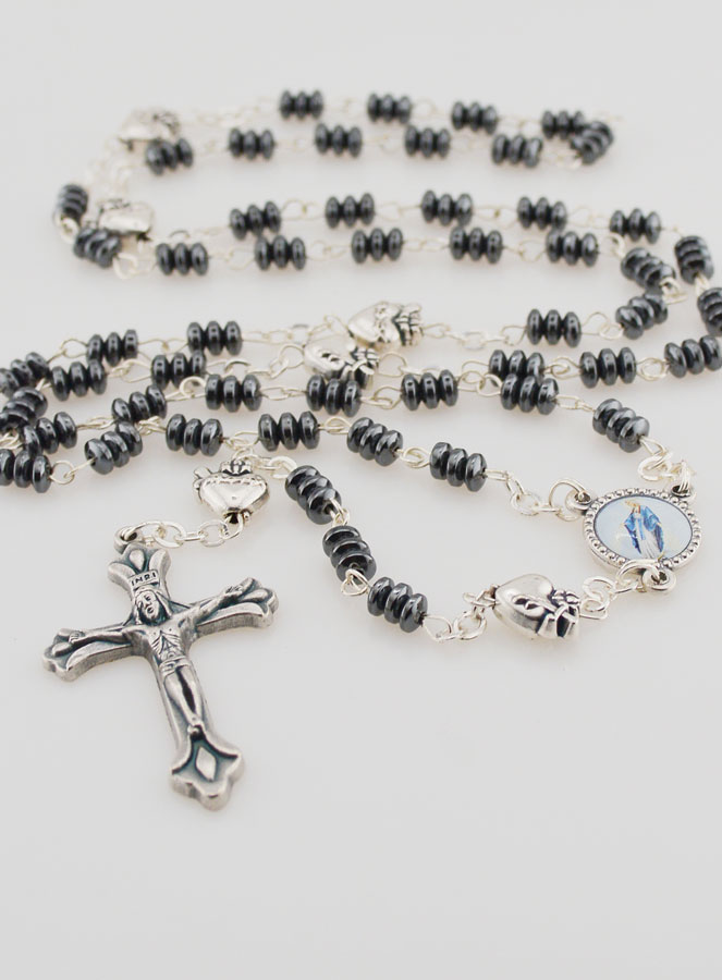 Rosario de la Medalla Milagrosa y Ex voto - Hematita (pic 2)