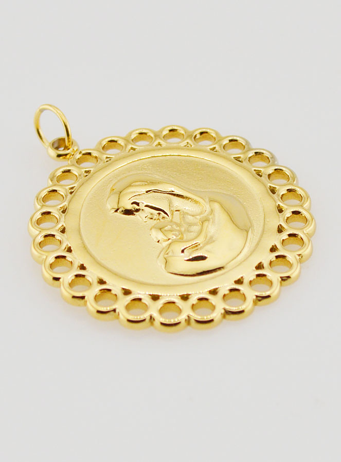 Medalla de la Virgen con el Niño de Acero Inoxidable Dorado - 25 mm (pic 3)