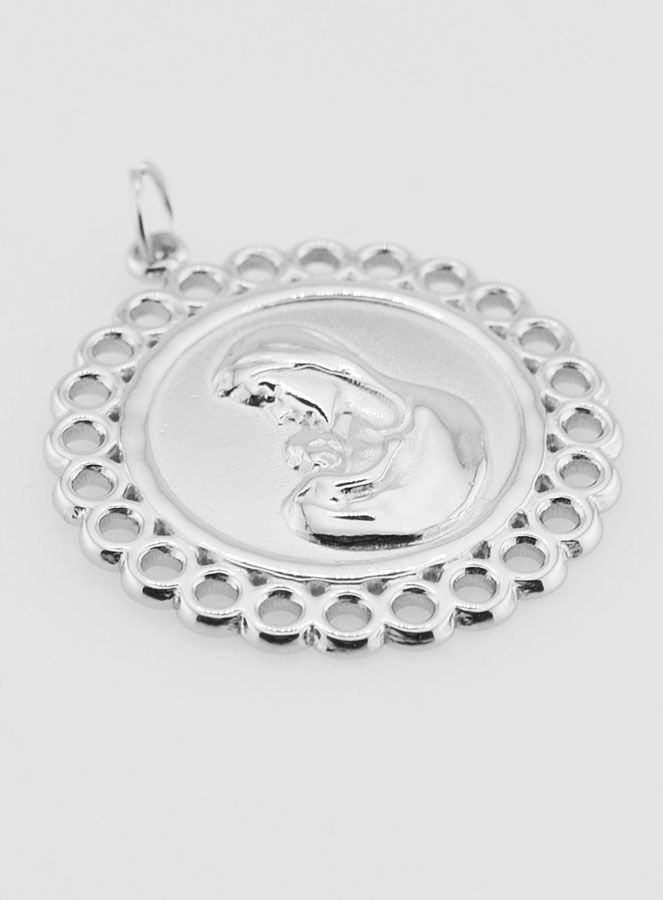 Medalla de la Virgen y el Niño en acero inoxidable - 25 mm (pic 3)