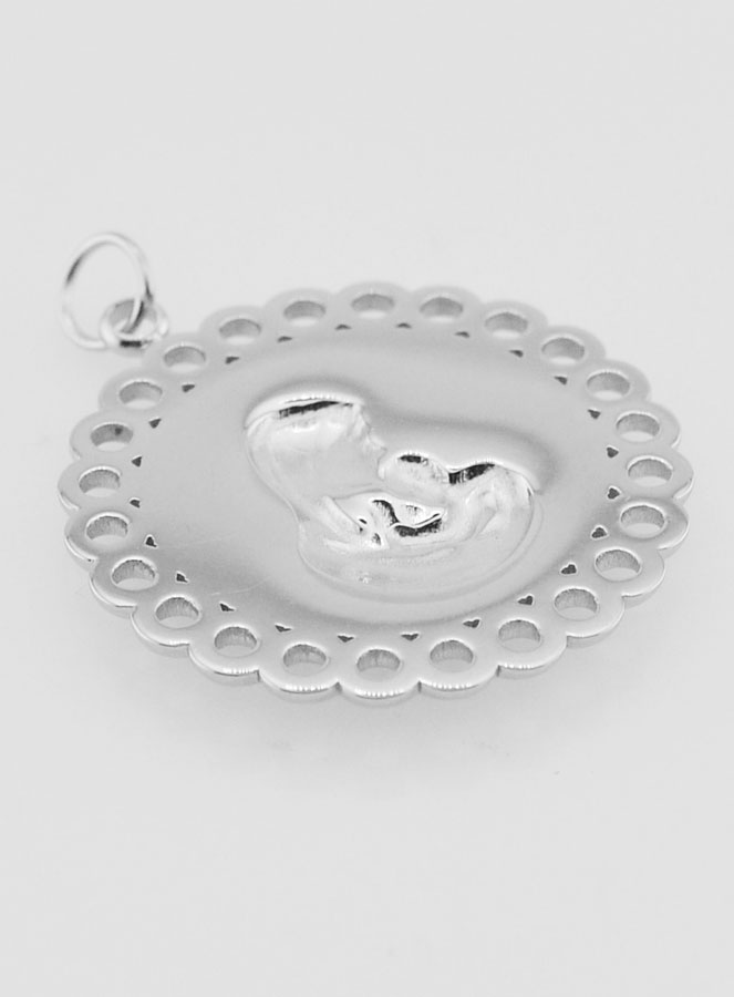 Medalla de la Virgen y el Niño en acero inoxidable - 25 mm (pic 4)