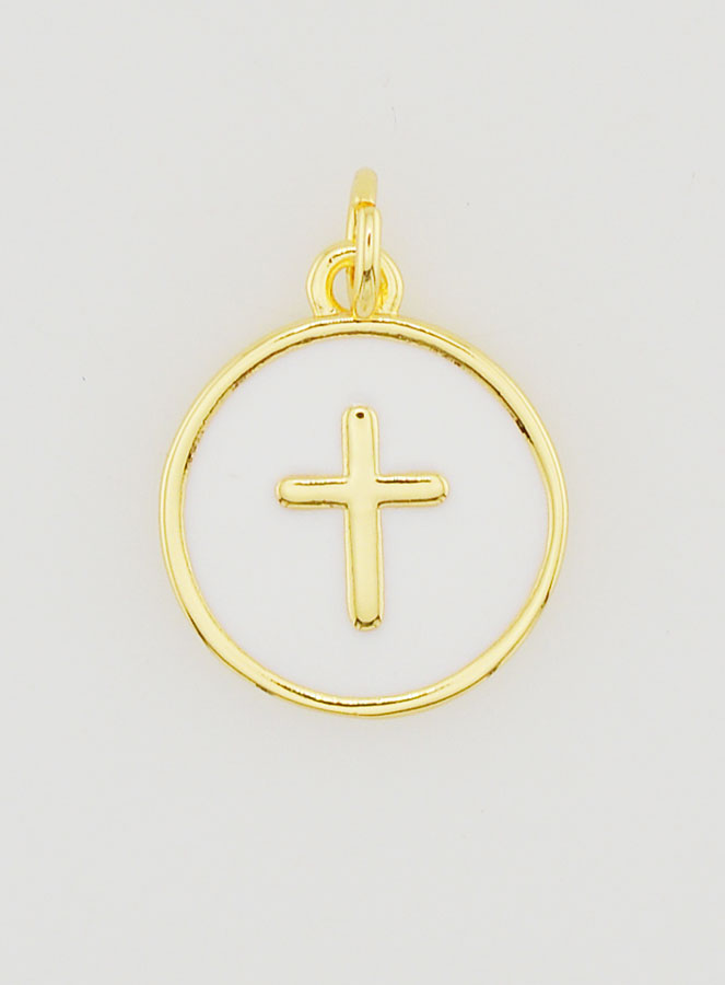Colgante de cruz de 14 mm - Blanco (pic 1)