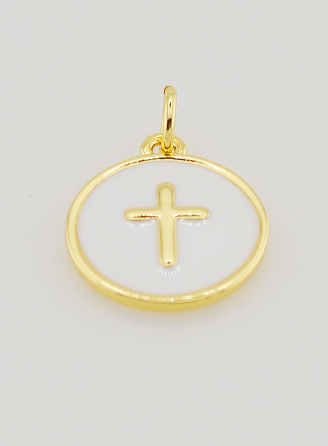 Colgante de cruz de 14 mm - Blanco (pic 2)