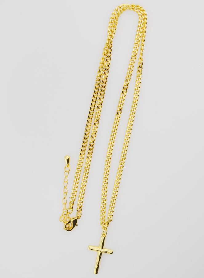 Collar religioso con cruz martillada - Dorado (pic 2)