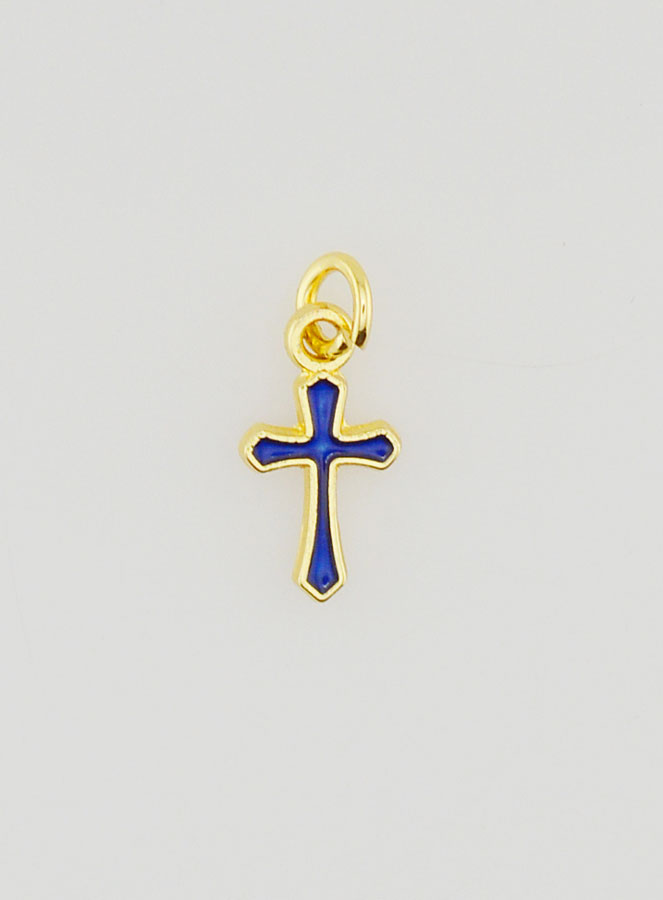 Colgante con dije de cruz de 10 mm - Azul marino (pic 1)