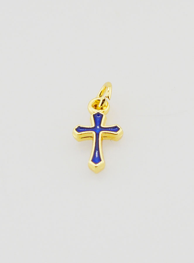 Colgante con dije de cruz de 10 mm - Azul marino (pic 2)