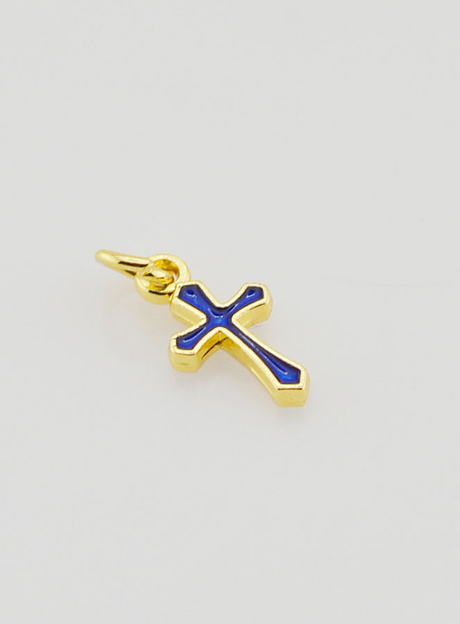 Colgante con dije de cruz de 10 mm - Azul marino (pic 3)