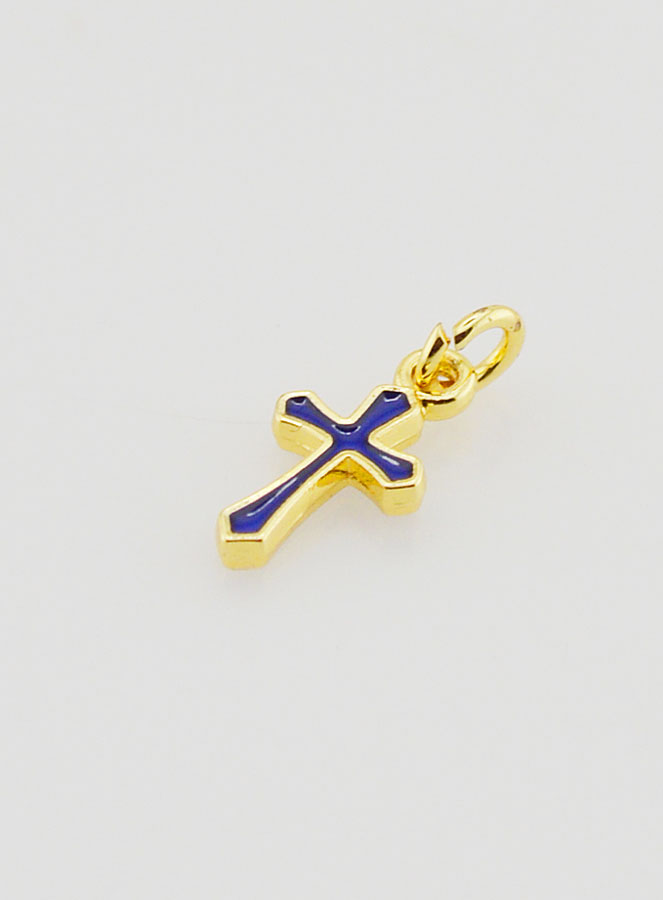 Colgante con dije de cruz de 10 mm - Azul marino (pic 4)