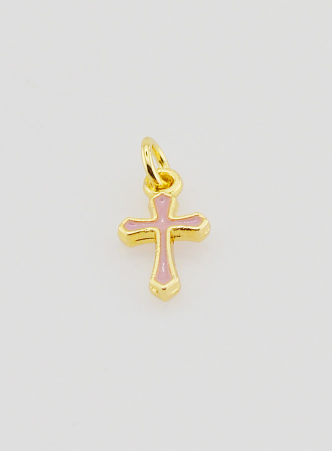 Colgante con dije de cruz de 10 mm - Rosa (pic 2)