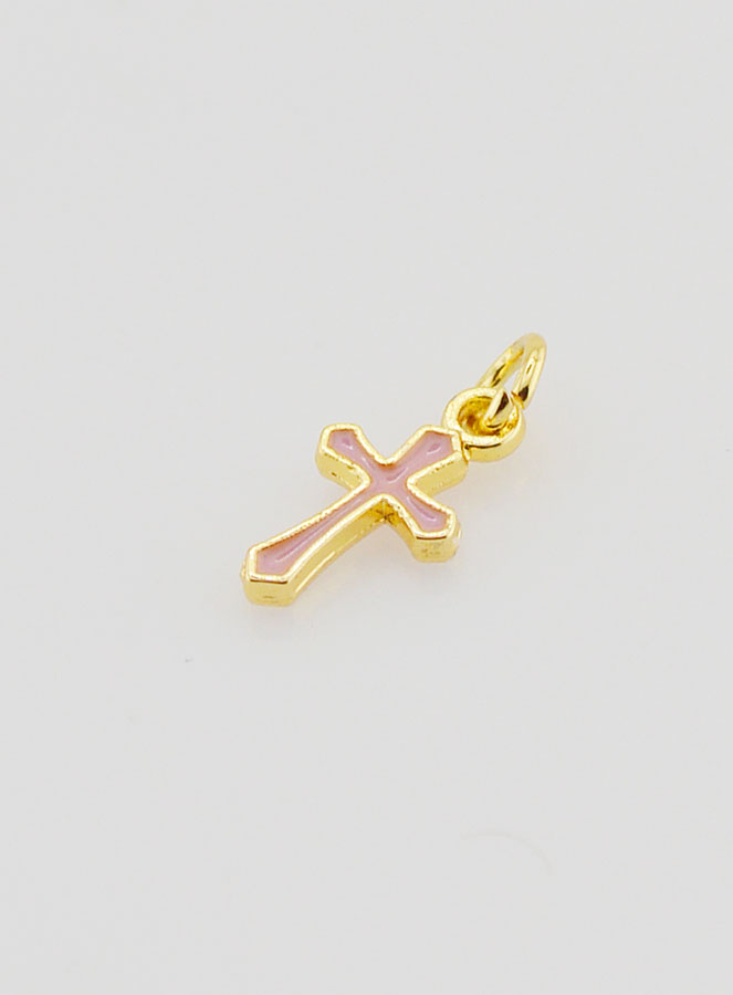 Colgante con dije de cruz de 10 mm - Rosa (pic 4)