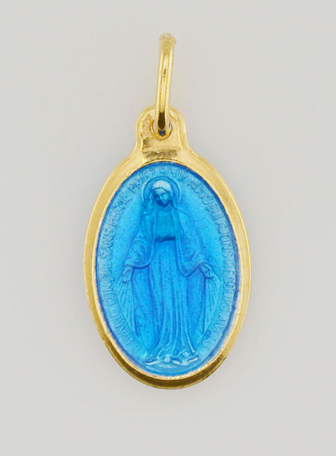 Medalha Milagrosa em Prata Dourada & Esmalte - 17mm (pic 3)