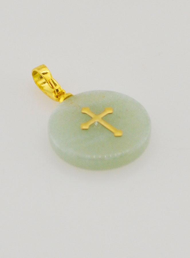 Medalha Translúcida com Cruz - Verde (pic 3)