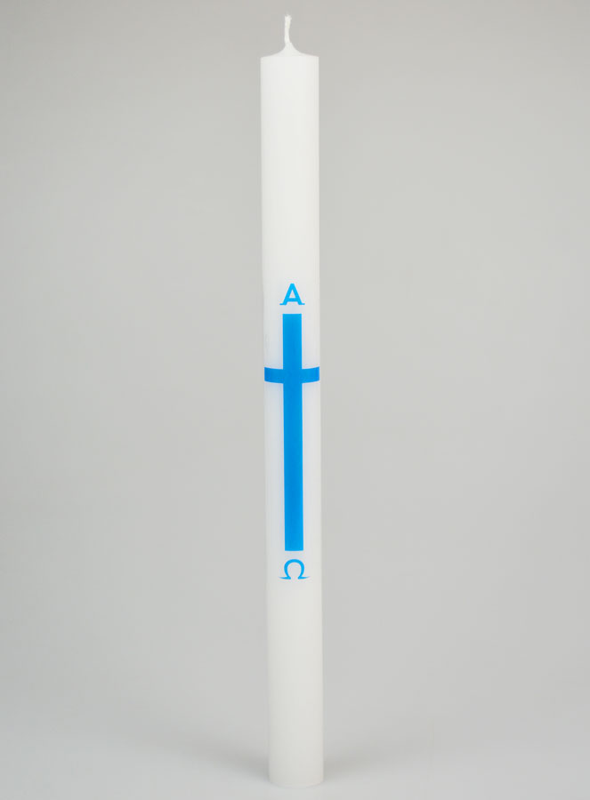 Cirio de procesión Alfa Omega de 34 cm – Azul (pic 1)