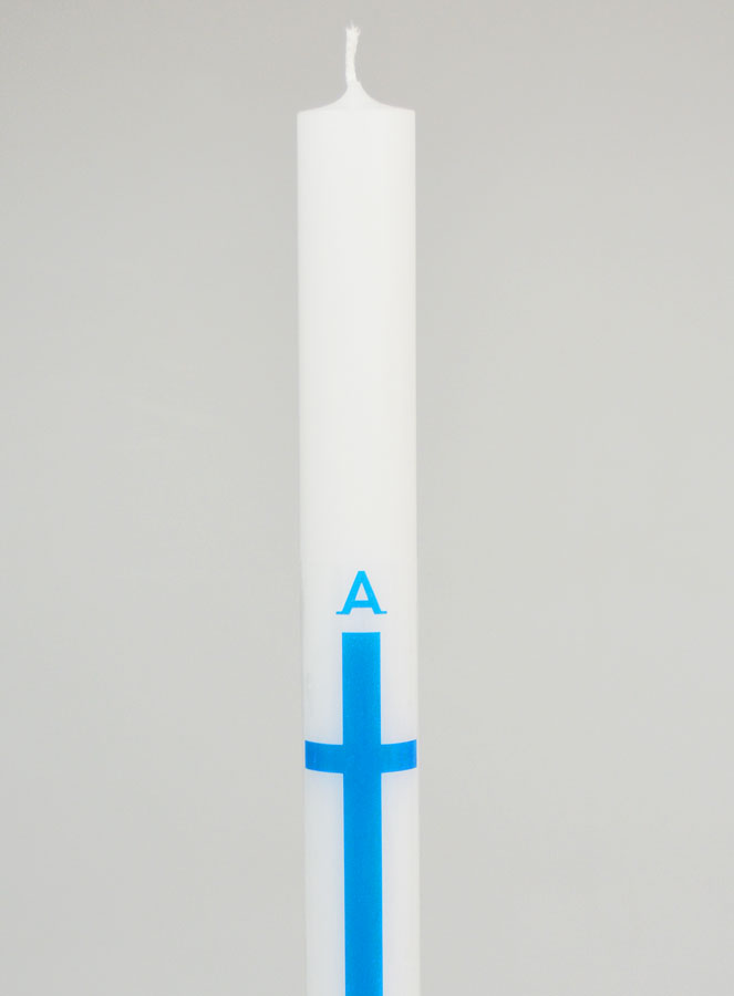 Cirio de procesión Alfa Omega de 34 cm – Azul (pic 3)
