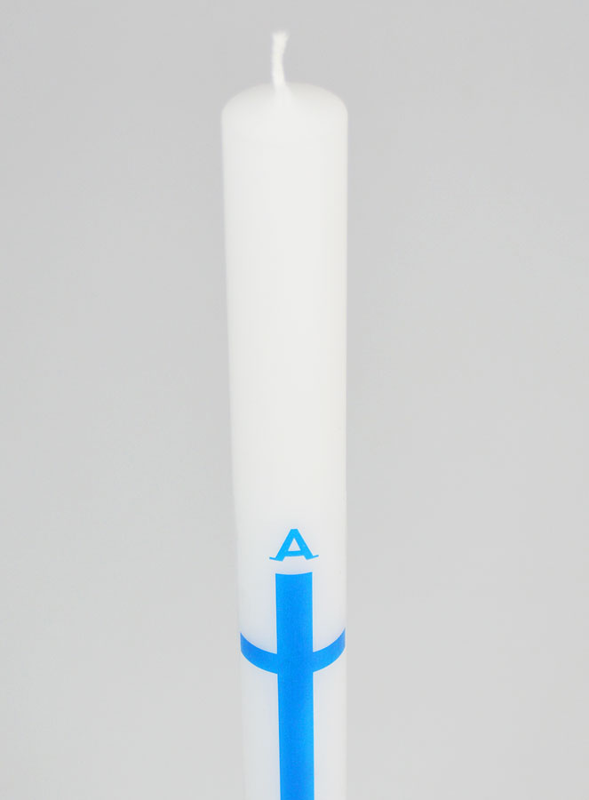 Cirio de procesión Alfa Omega de 34 cm – Azul (pic 4)