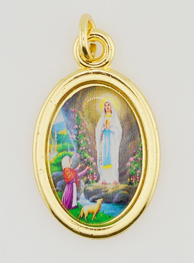 Medalla de Nuestra Señora de Lourdes dorada - 25 mm (pic 1)