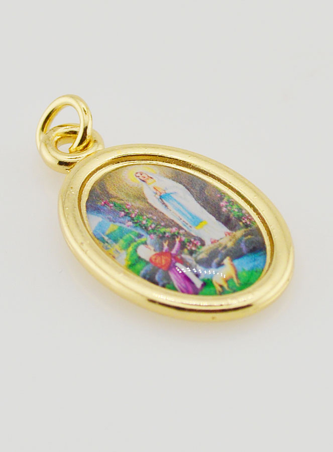 Medalla de Nuestra Señora de Lourdes dorada - 25 mm (pic 3)