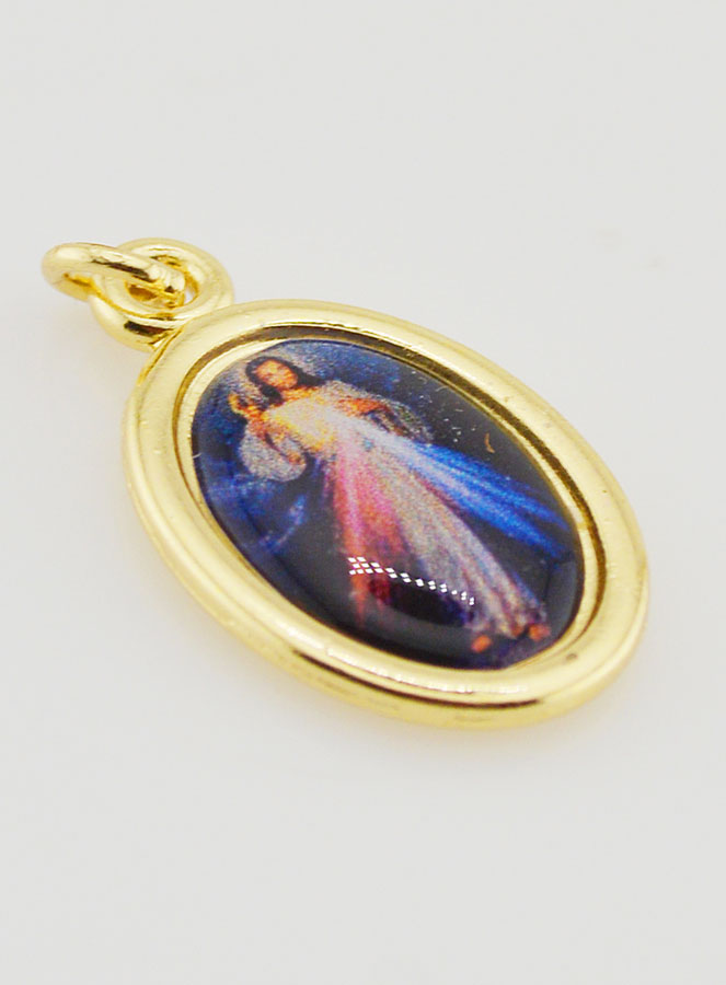 Medalla de Cristo Misericordioso dorada - 25 mm (pic 3)