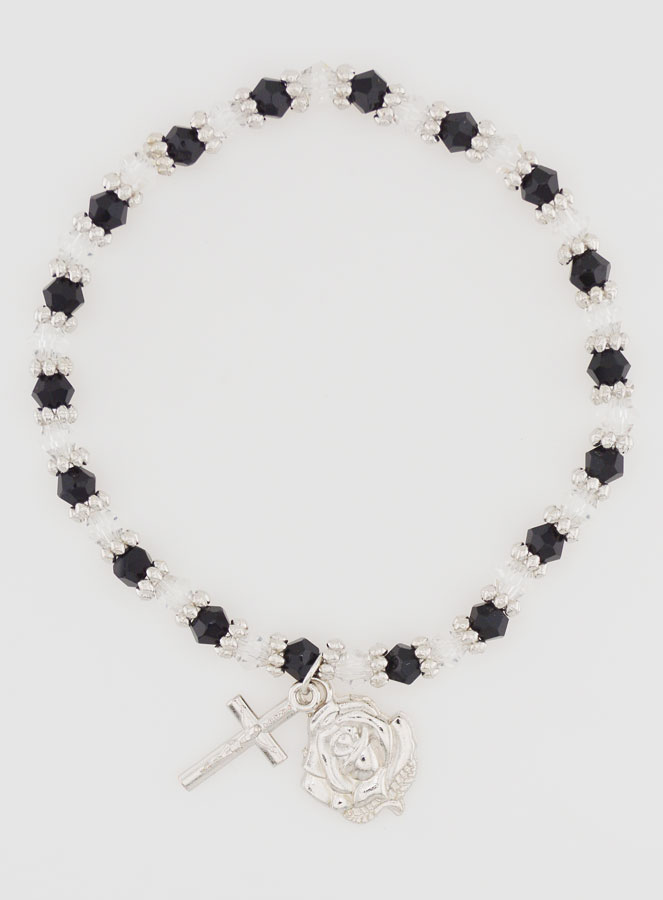 Pulseira Religiosa Contas Pretas & Transparentes (pic 1)