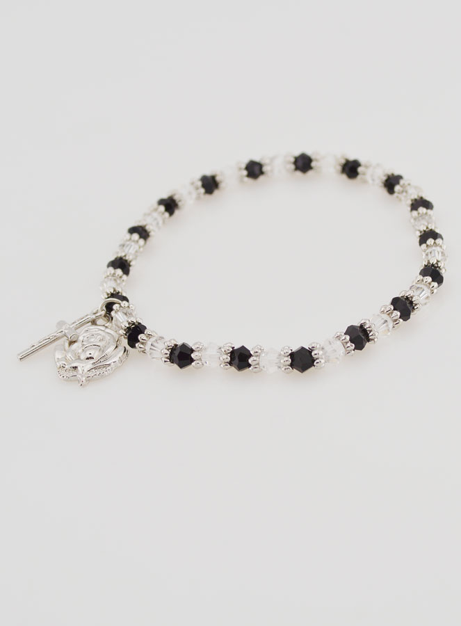 Pulseira Religiosa Contas Pretas & Transparentes (pic 4)