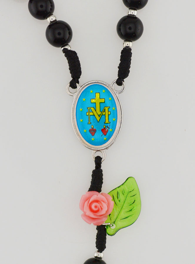 Rosario con Medalla Milagrosa en Cristal Negro (pic 4)