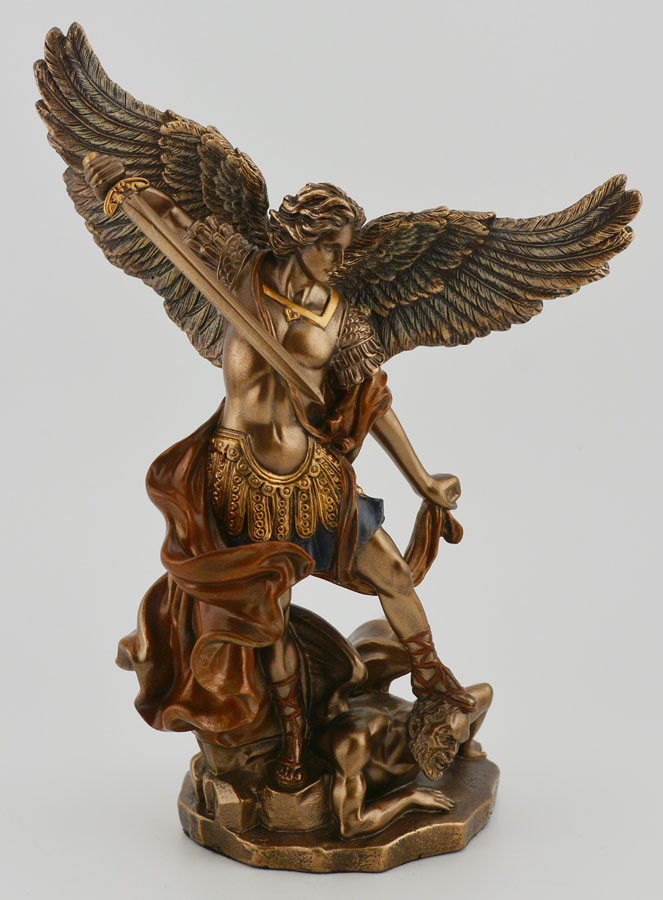 Estatua religiosa de San Miguel Arcángel en bronce - 15 cm (pic 1)