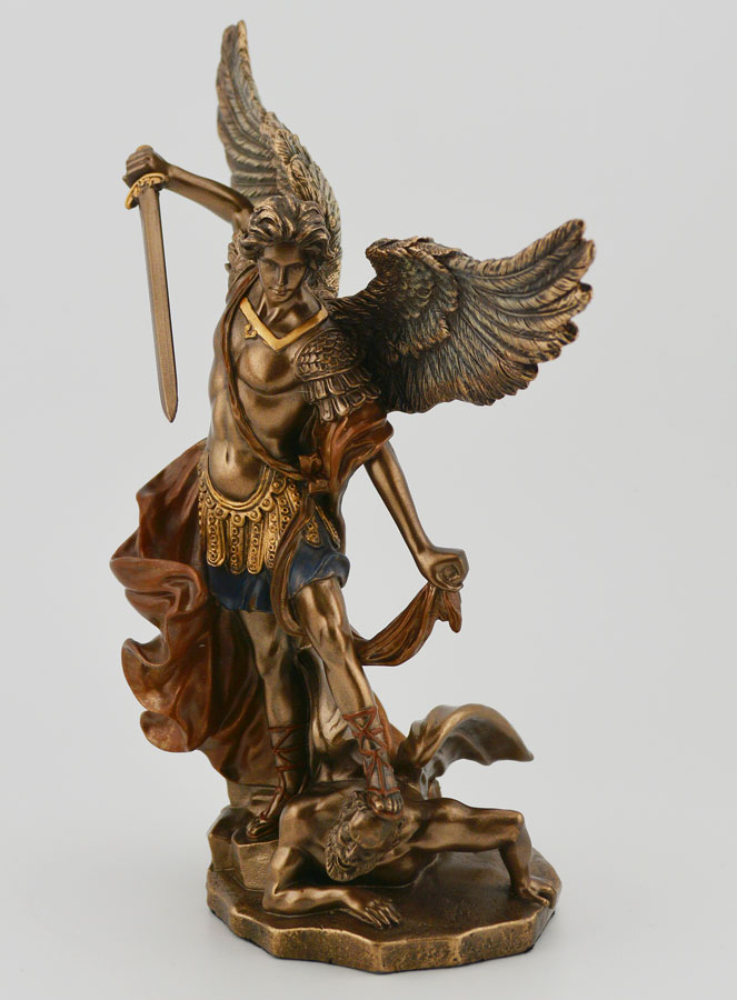 Estatua religiosa de San Miguel Arcángel en bronce - 15 cm (pic 2)