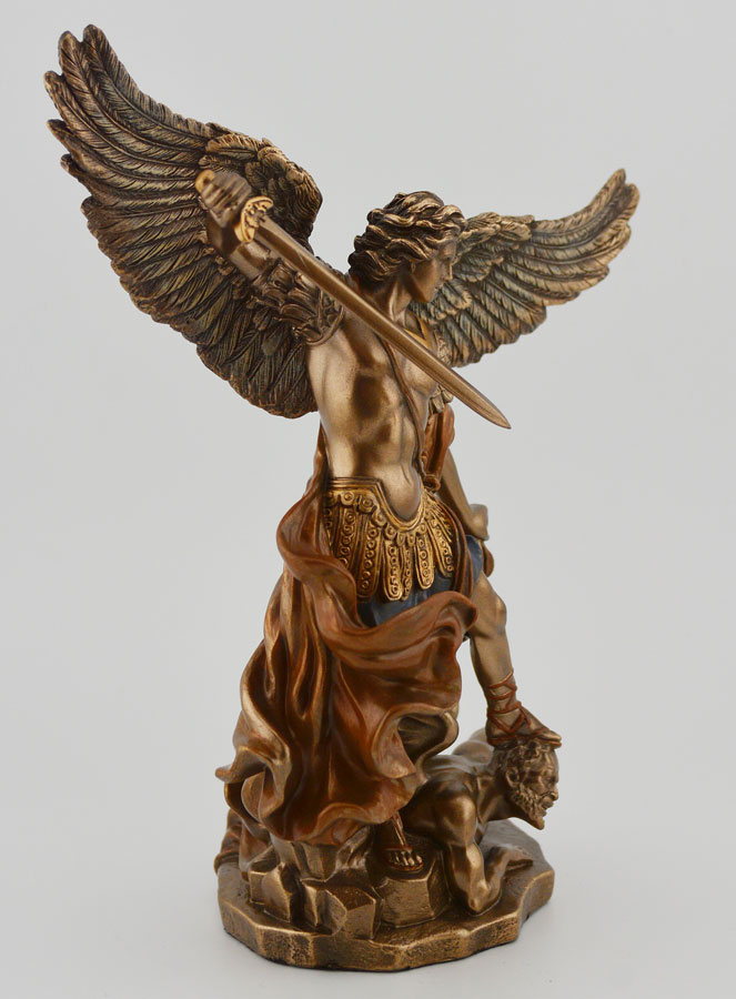 Estatua religiosa de San Miguel Arcángel en bronce - 15 cm (pic 3)