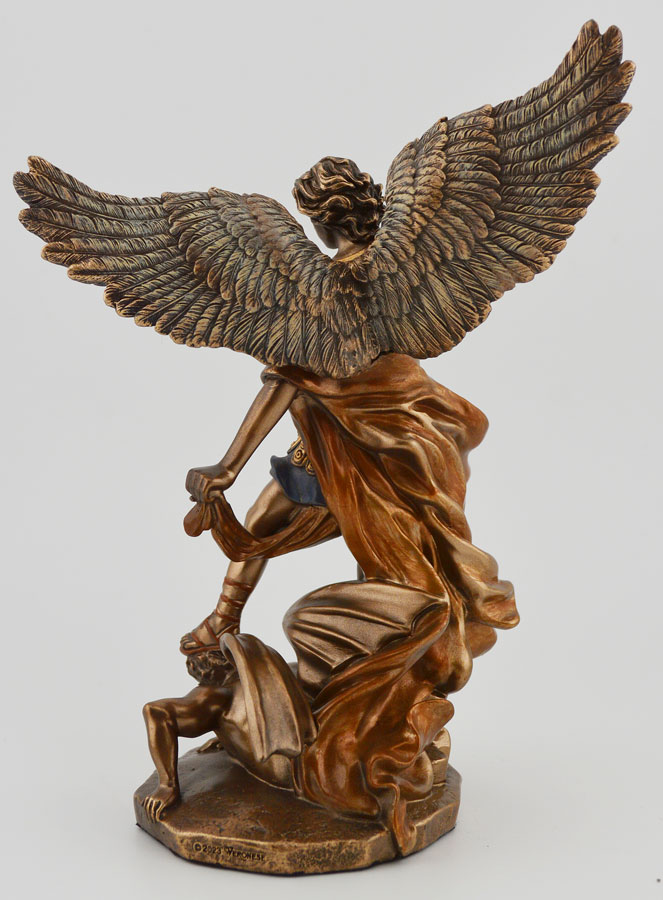 Estatua religiosa de San Miguel Arcángel en bronce - 15 cm (pic 4)